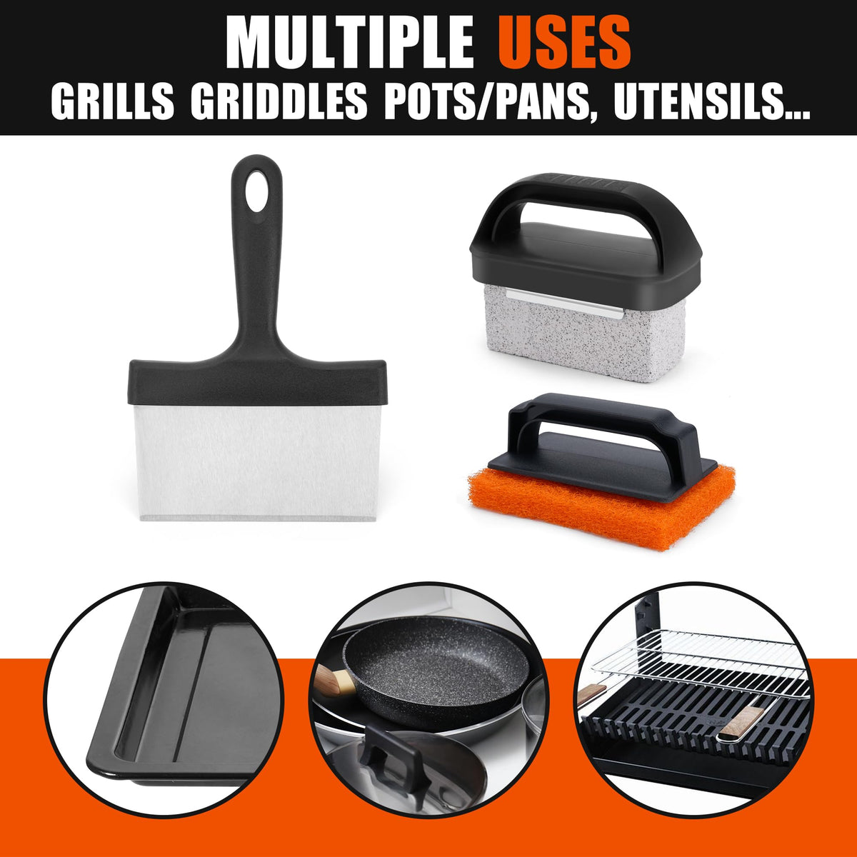 WYZJC grill scraper for quick residue removal on the griddle