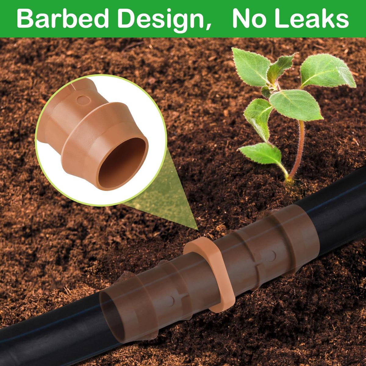 WZFLRUA 17mm compatible fittings maintain optimal flow across drip lines.