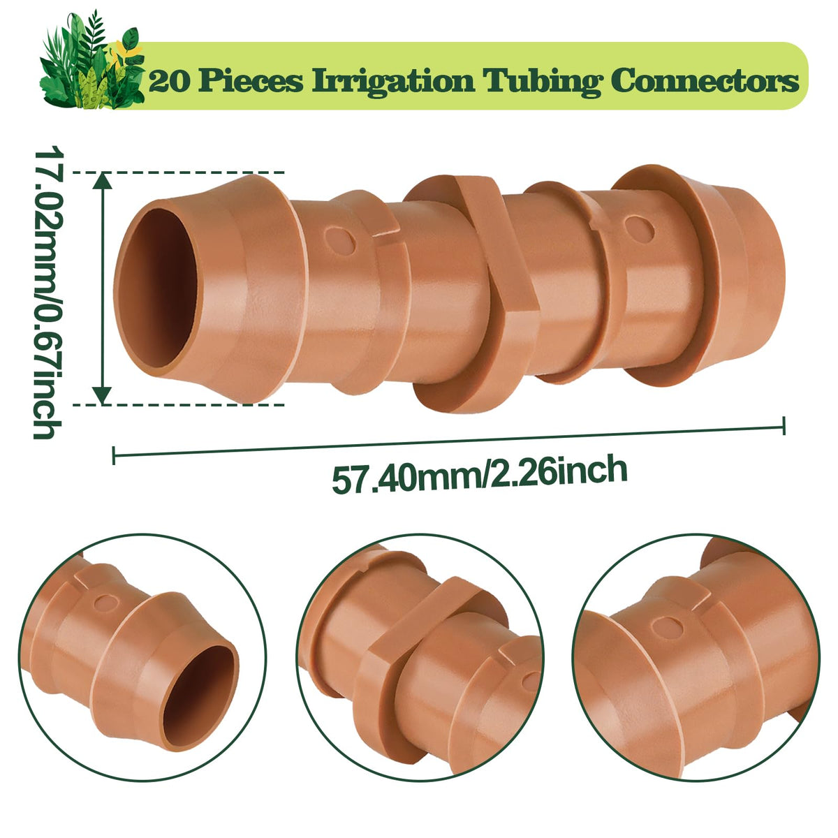 WZFLRUA half-inch barbed connectors enable quick tubing repairs and extensions.