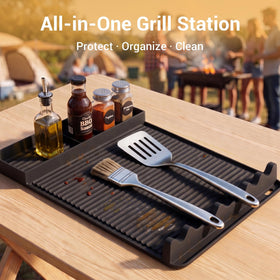WZGUSXN heat-resistant mat protects decks and tables during outdoor cooking.