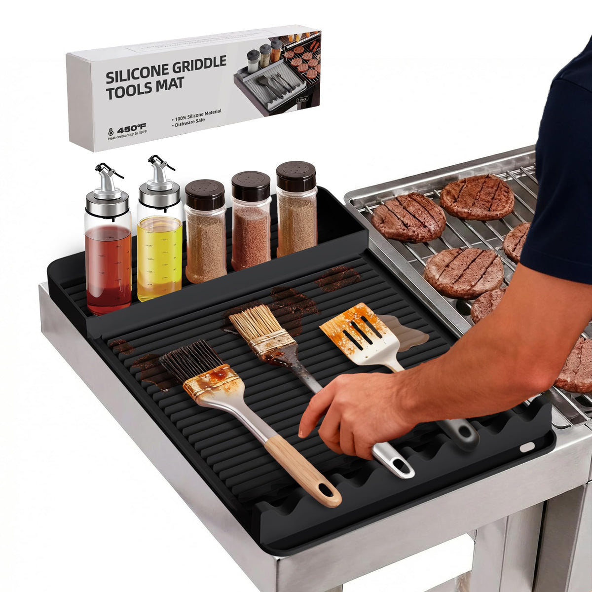 WZGUSXN silicone grill mat heat shield for Blackstone up to 450°F.