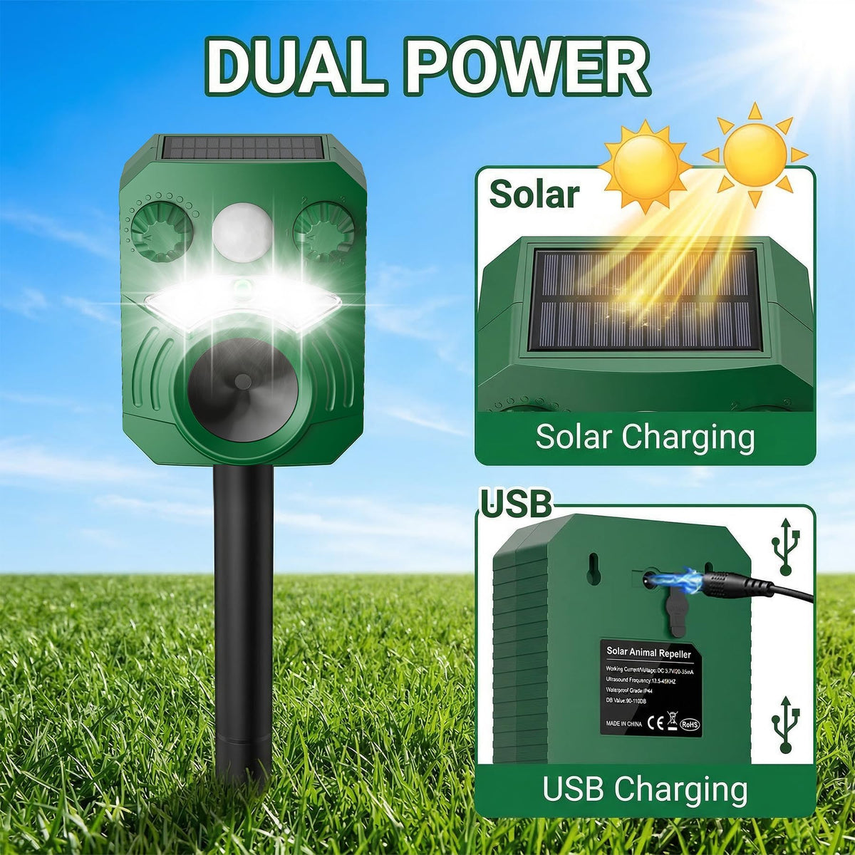 X-octenol Deer Repellent Device solar panel powering silent deterrence