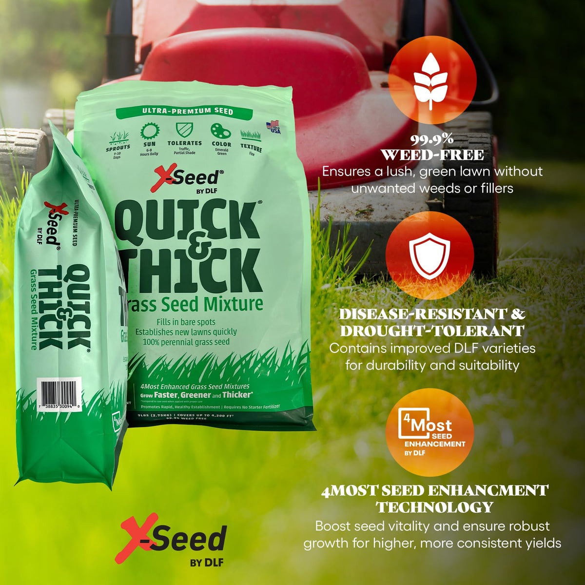 Dense turf coverage across large areas with X-Seed seed