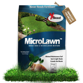 X-Seed Microlawn seed bag front with dense turf-ready blend.