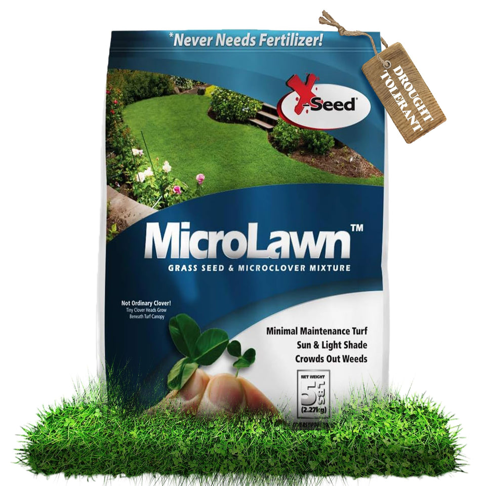 X-Seed Microlawn seed bag front with dense turf-ready blend.