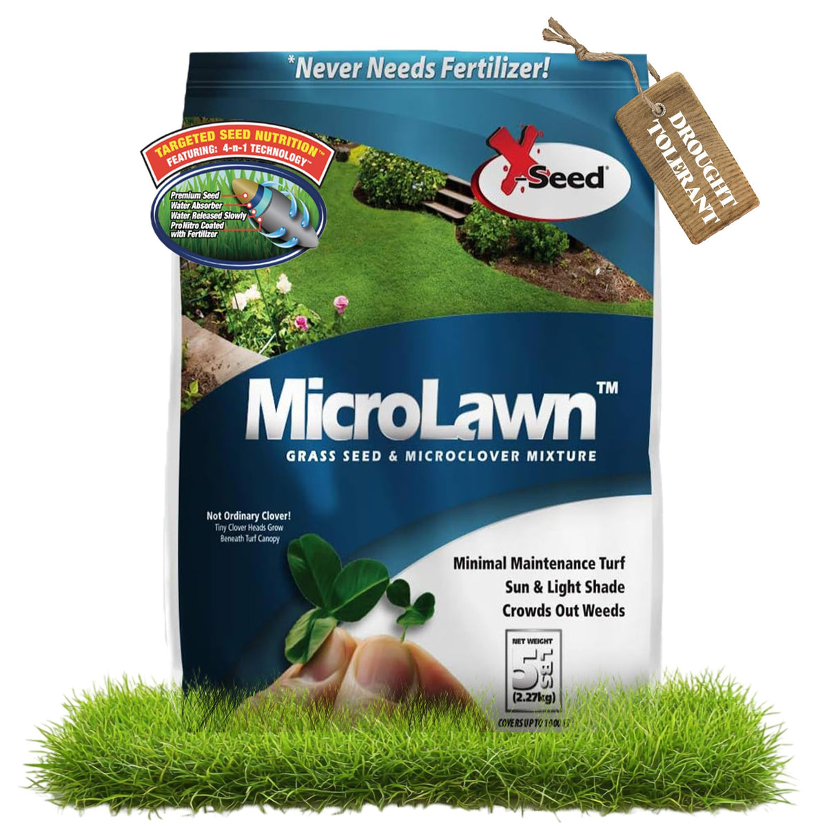 X-Seed Microlawn dense growth crowds out weeds in busy spaces.