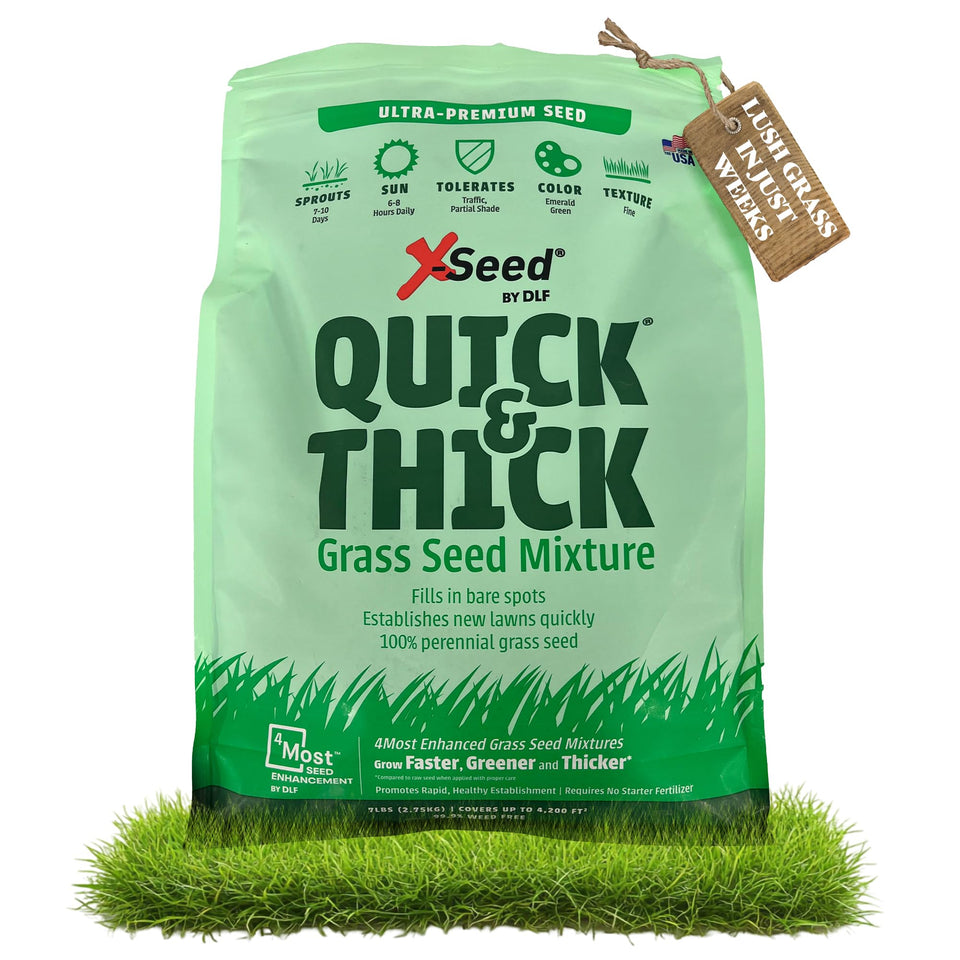 X-Seed Ultra Premium lawn seed mix promotes quick germination and lush turf