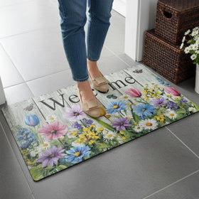 XADP Welcome Mat flower design enhances home ambiance year-round
