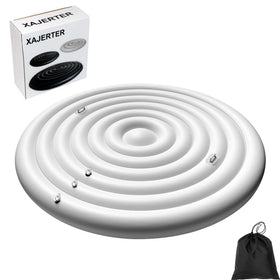 Xajerter round inflatable hot tub cover inflated on a spa, showcasing heat retention