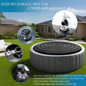 Xajerter round hot tub cover fits Intex, preserves heat for quicker warm-up.
