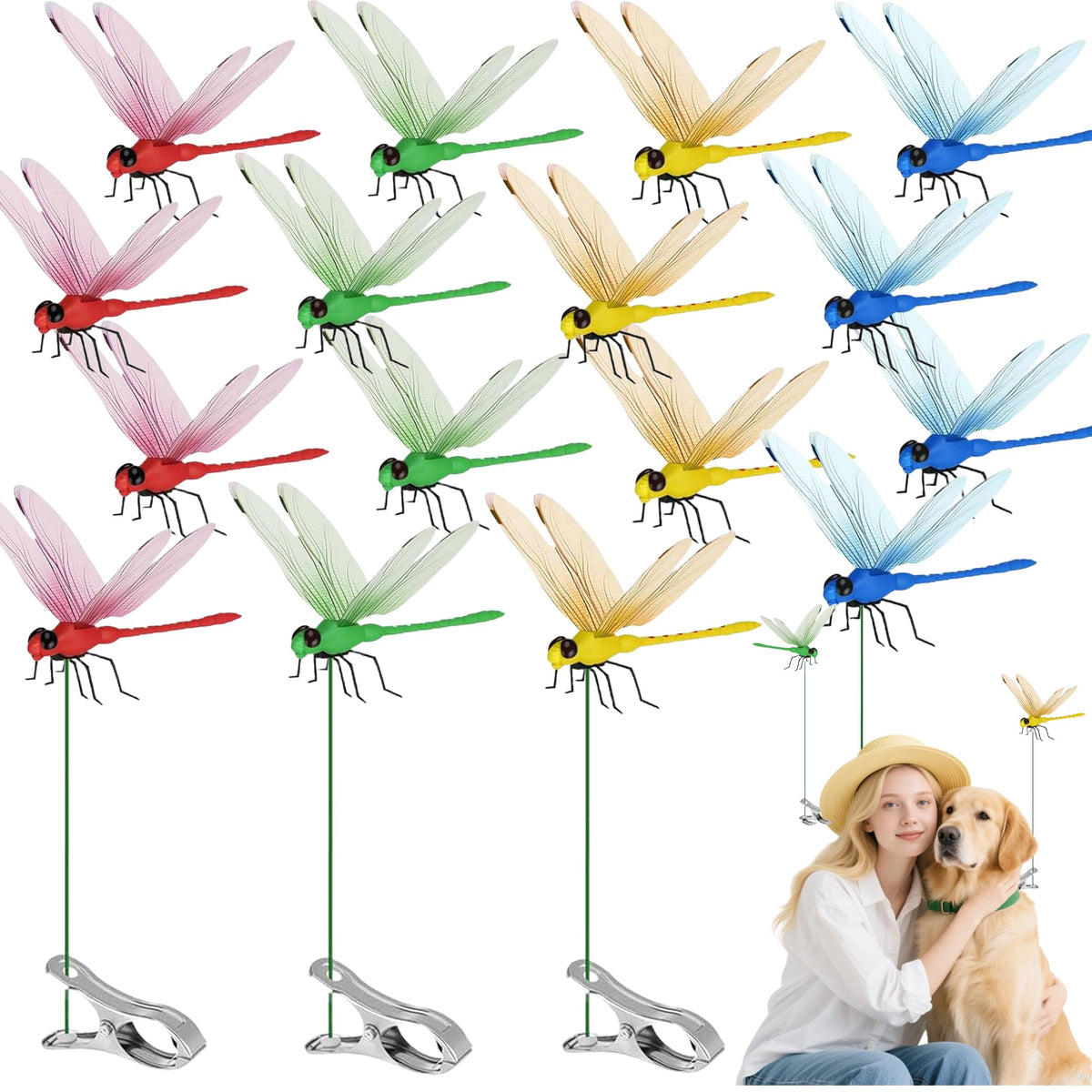 Xandova dragonfly clip set adds vibrant color to indoor plant displays