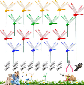 Xandova dragonfly clip with multicolor wings for vibrant garden decor