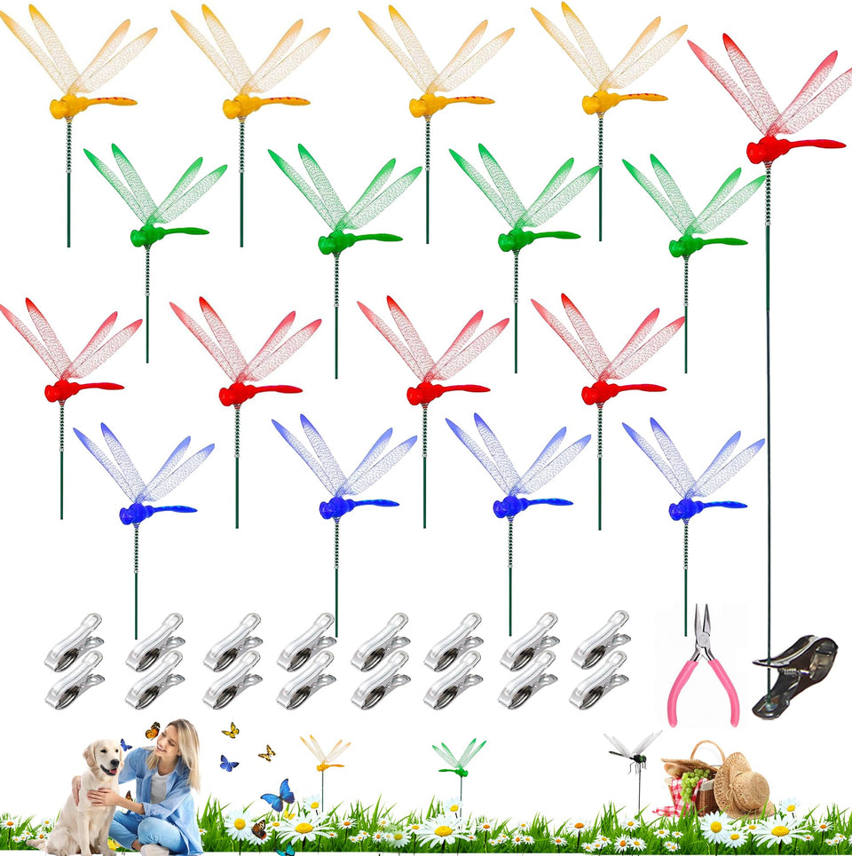 Xandova dragonfly clip with multicolor wings for vibrant garden decor