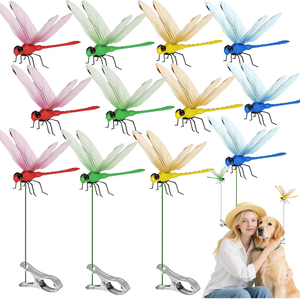 Xandova dragonfly clip set adds color to plants and pots