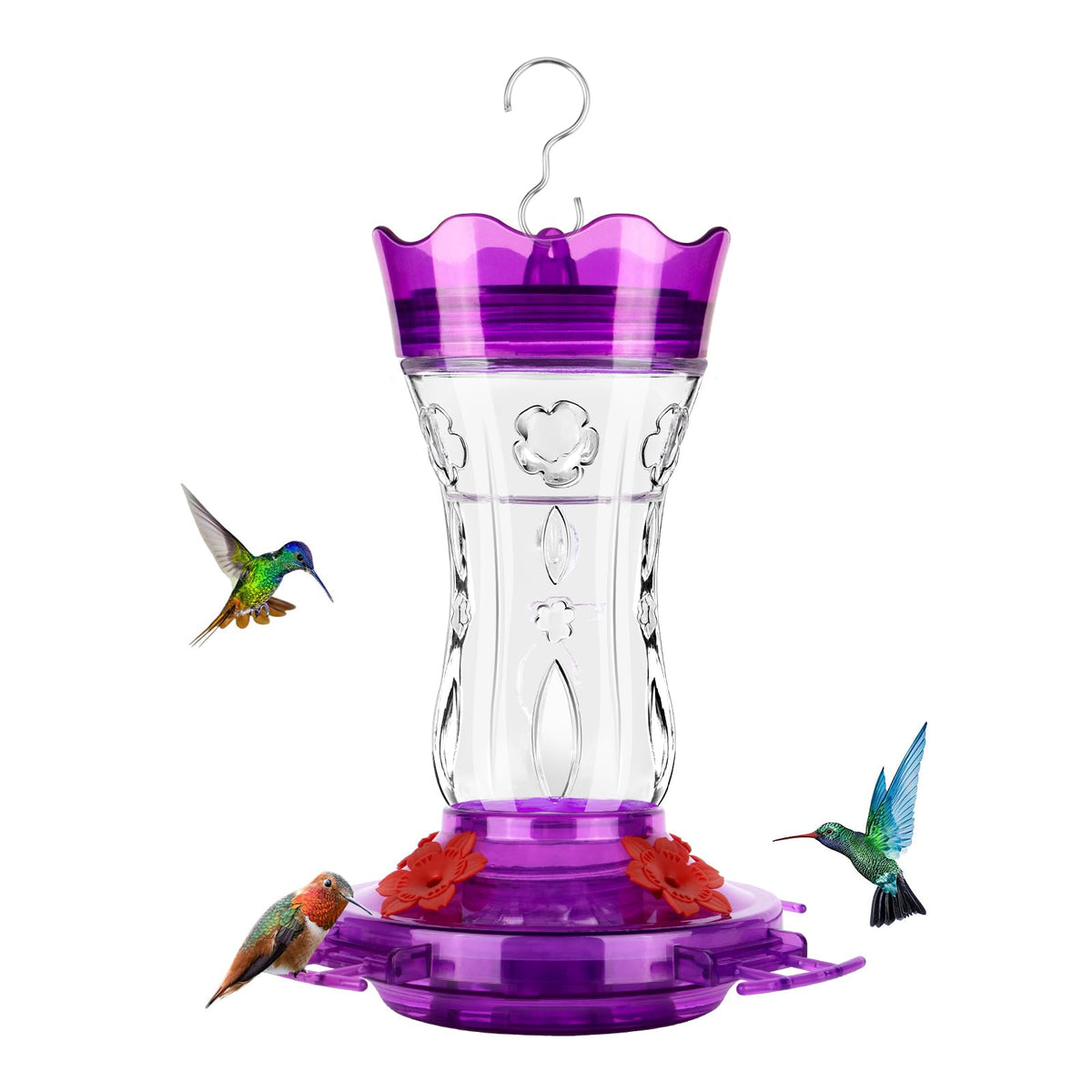 XAROO glass hummingbird feeder with nectar chamber for yard viewing
