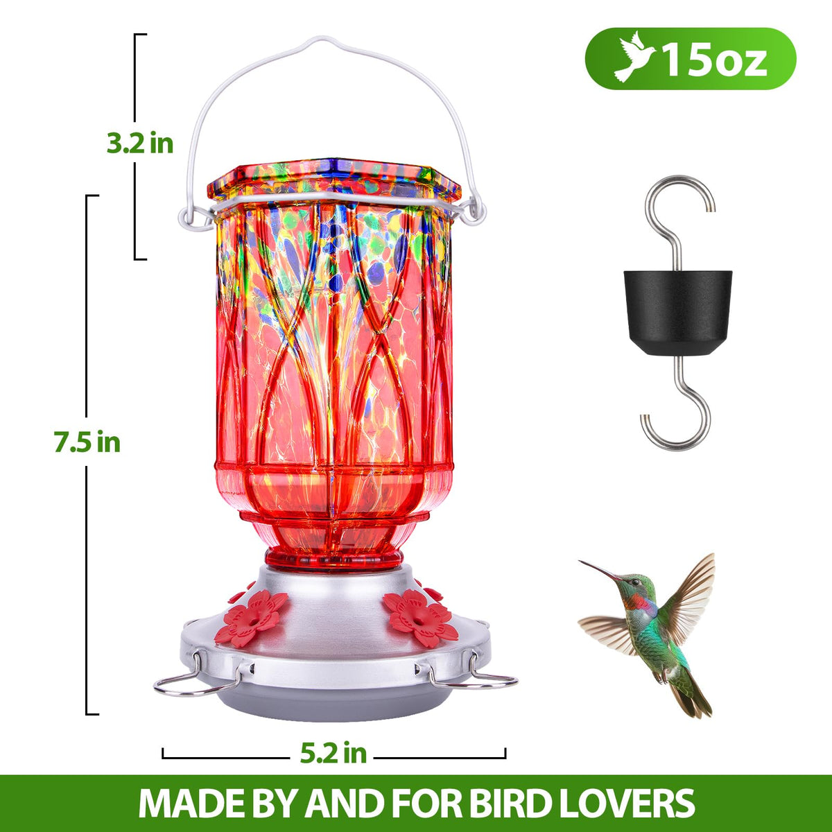 XAROO hummingbirds feeding at the four-port feeder