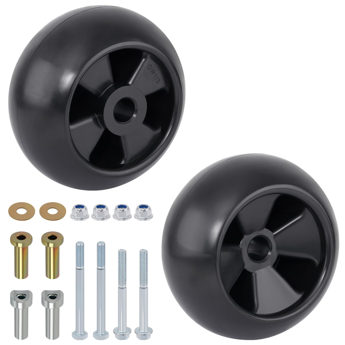 XaXmTee deck wheels 2-pack for smooth mowing on compatible John Deere or MTD decks.
