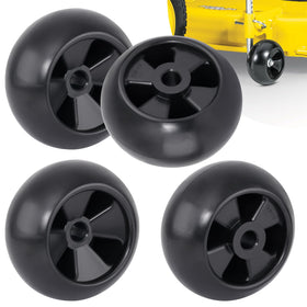 XaXmTee 5-inch lawn mower deck wheels close-up with smooth tread for even mowing