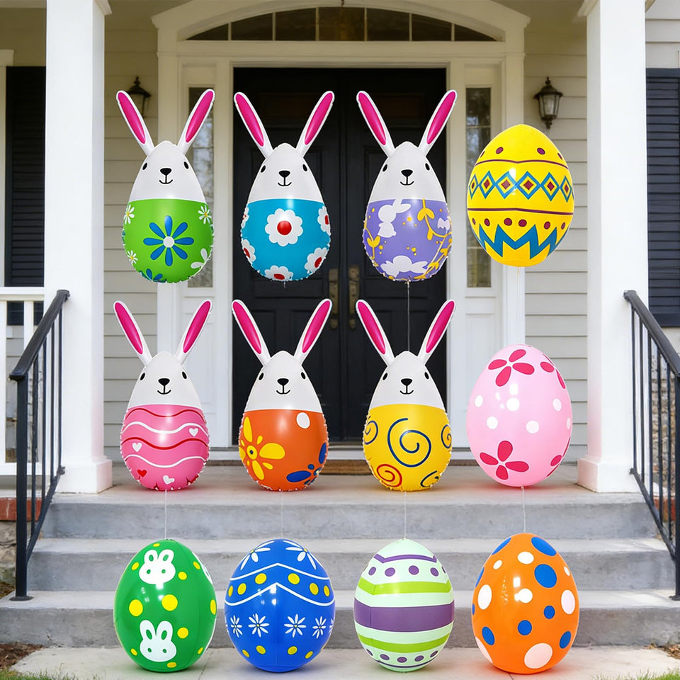 XAYSXJNB inflatable Easter bunny eggs set for vibrant outdoor display.