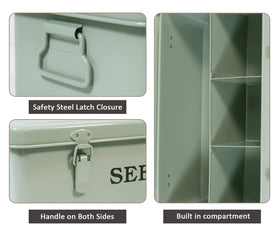 Xbopetda metal seed bin highlights durable galvanized steel construction.