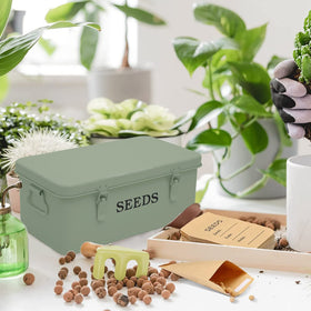 Xbopetda seed box with safety locks deters pests.