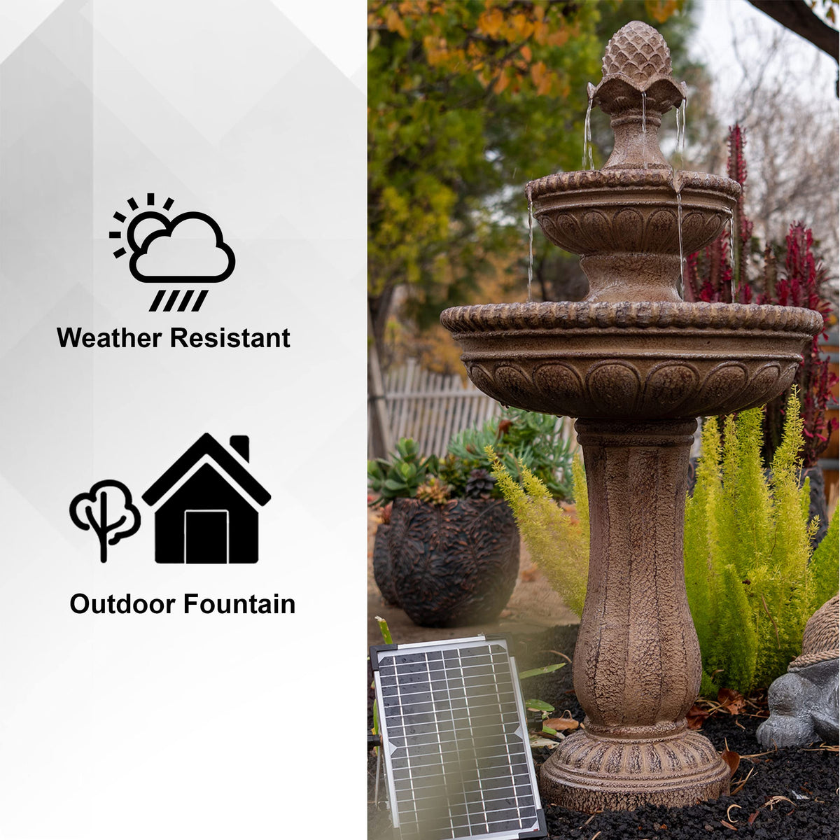 XBrand solar panel and pump assembly powers fountain with sunlight