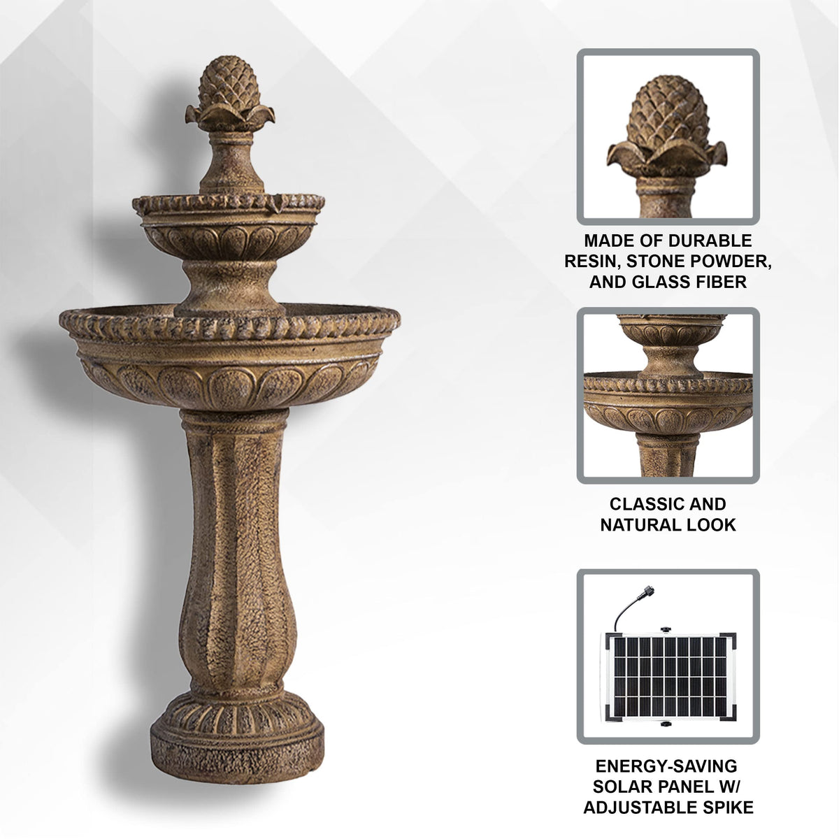 XBrand two-tier waterfall flow creates a soothing outdoor soundscape