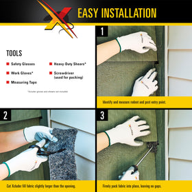 XCLUDER Rodent-Control Fill Fabric rolls lined up for home use