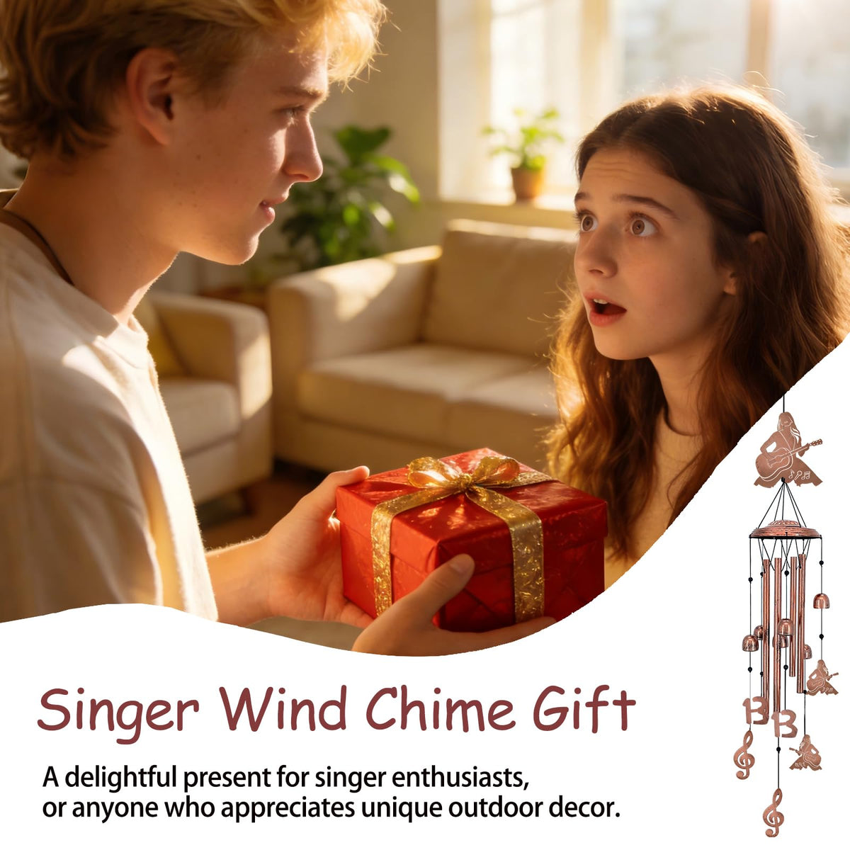 XCOSHAY birthday gift wind chimes for singer lovers makes a thoughtful outdoor present.