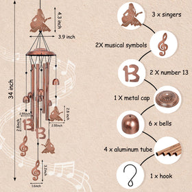 XCOSHAY singer-merch wind chimes close-up highlights unique design and durable aluminum tubes.