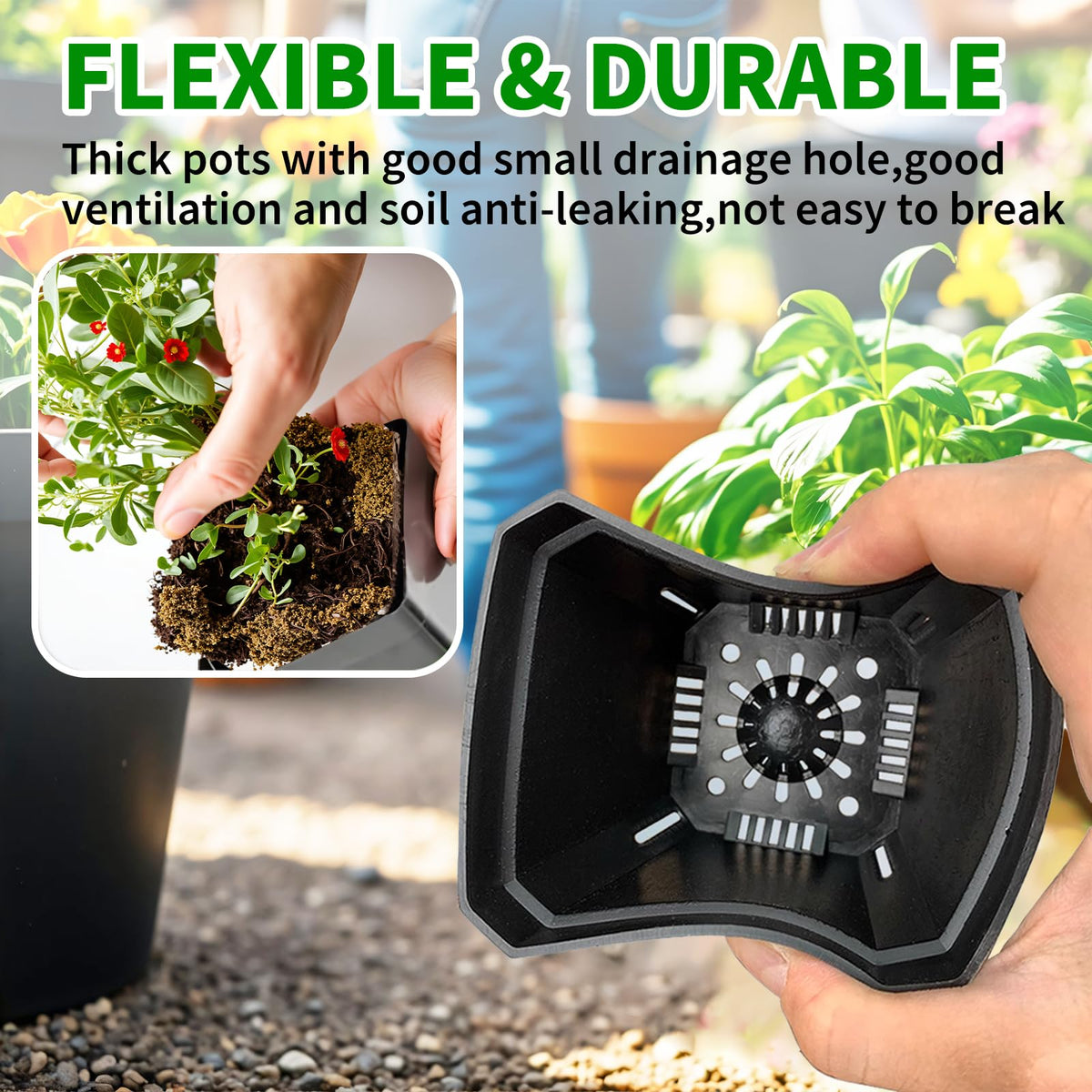 XCRUI black square pots perfect for succulents and compact plants.