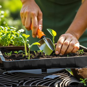 XCRUI seed starting tray with ridged edge delivers strength for repeated seasonal use.