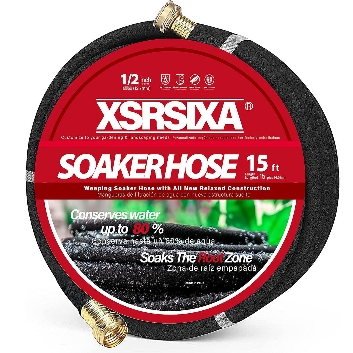 XDRSIXA 15ft soaker hose coil for even garden irrigation