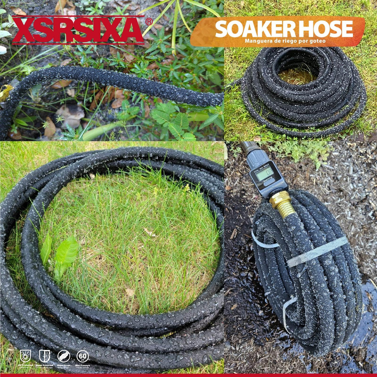 XDRSIXA garden-bed irrigation setup with timer compatibility