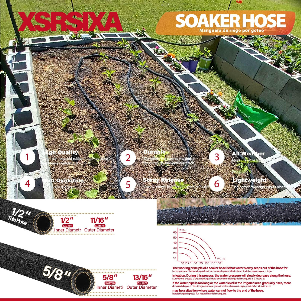 XDRSIXA UV-stabilized hose outdoors withstands sun and heat