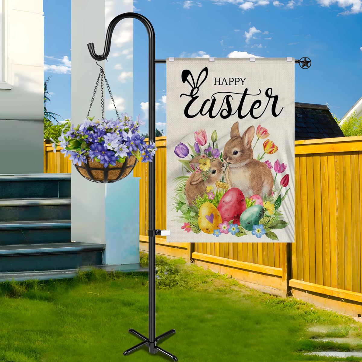 XDW-GIFTS 60-inch yard post accommodates 28 x 40 inch flags
