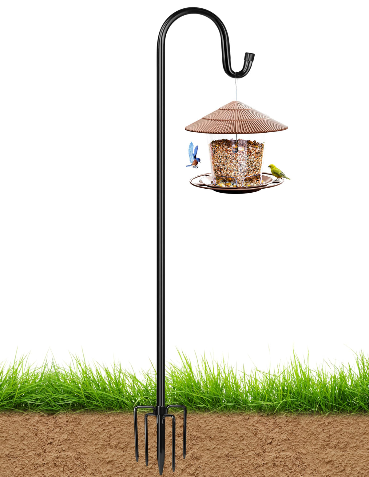 XDW-GIFTS bird feeder pole elevates outdoor feeding and garden display.