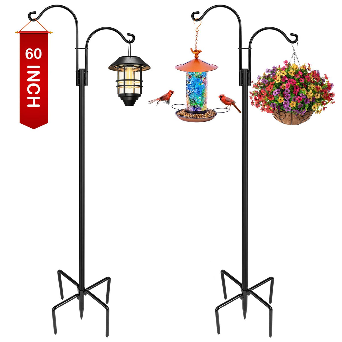 XDW-GIFTS double shepherds hook for outdoor use keeps lights and decor elevated.