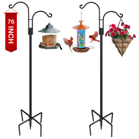 XDW-GIFTS double shepherds hooks outdoor 2-pack securely hold bird feeders and lanterns.