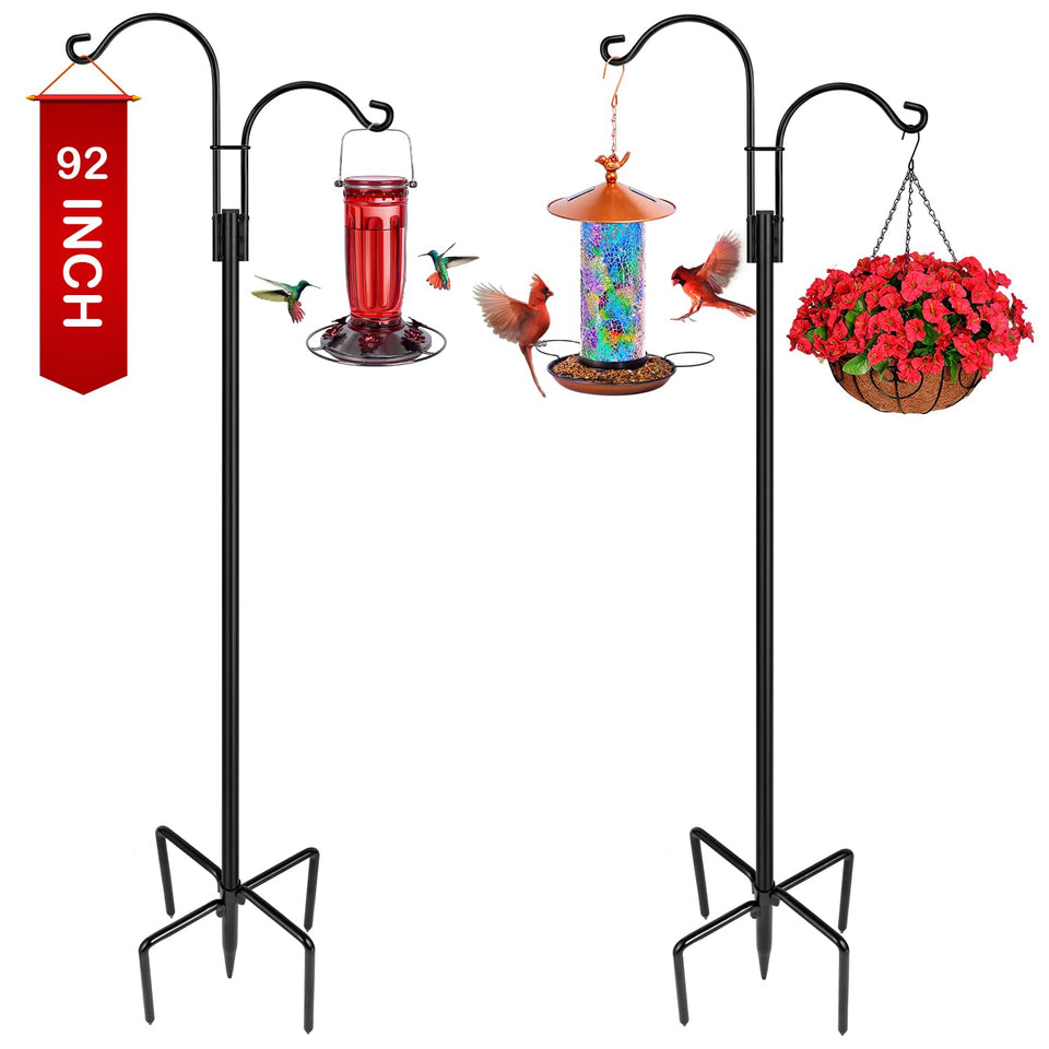 XDW-GIFTS Dual-arm shepherds hooks enable versatile outdoor hanging.