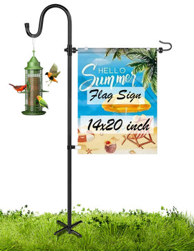XDW-GIFTS garden flag holder stand in black metal keeps flags upright for outdoor displays