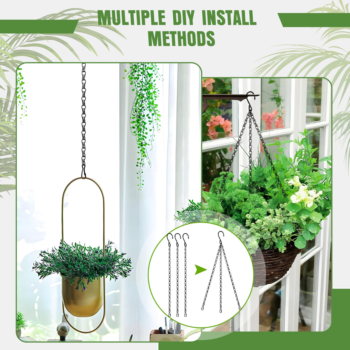 XDW-GIFTS hanging chain anchors baskets and pots securely.