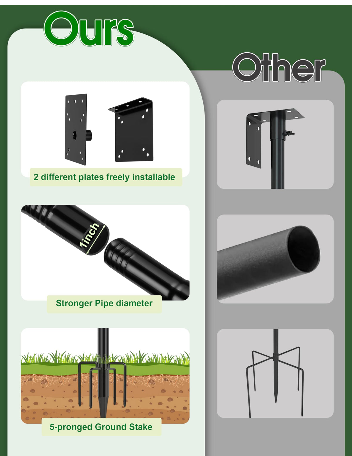 XDW-GIFTS weather-resistant metal pole withstands rain and wind