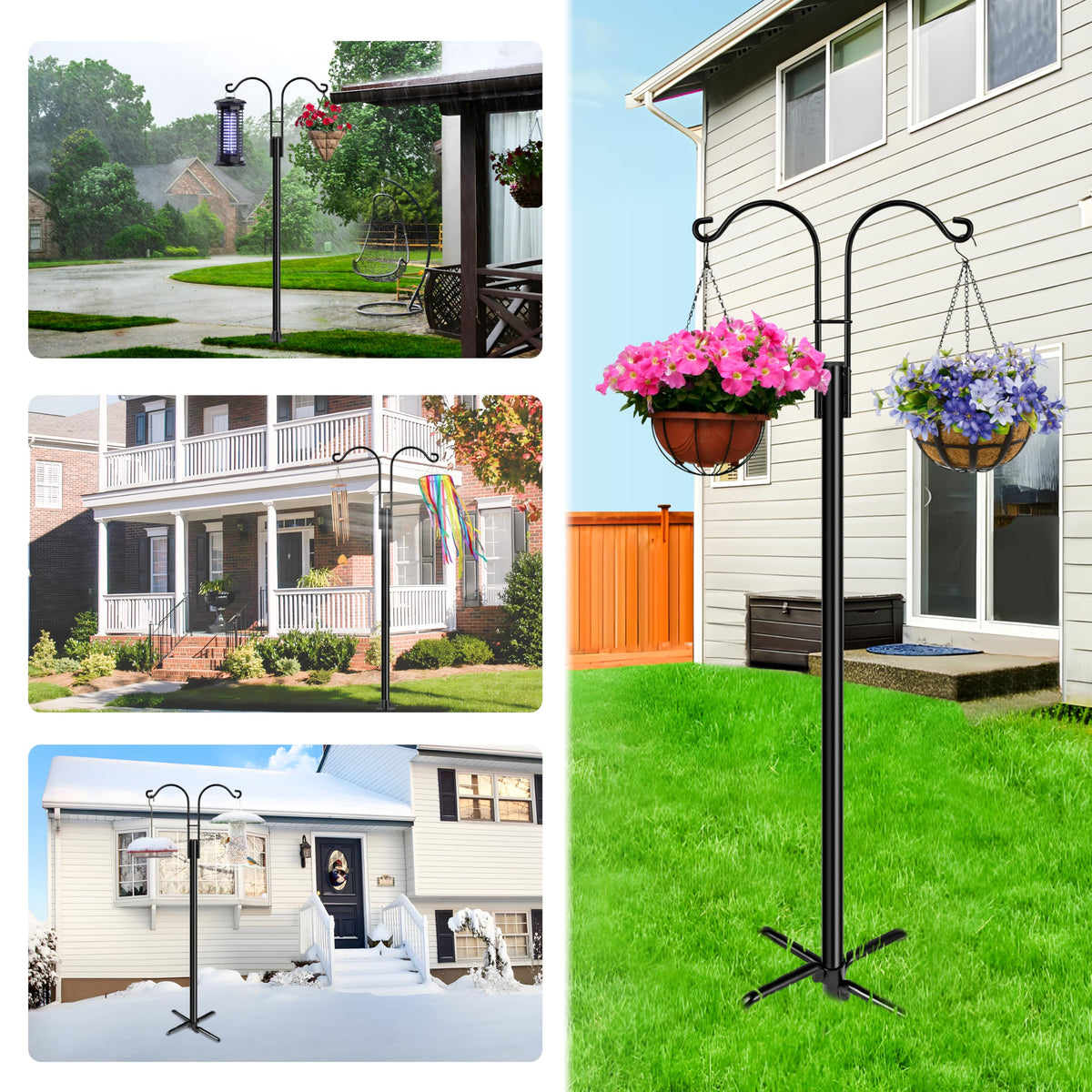 XDW-GIFTS versatile garden hanger for wind chimes, baskets, pots, and bird feeders.
