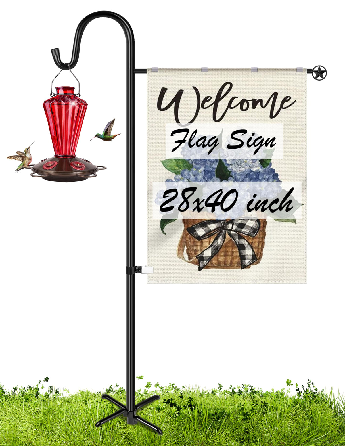 XDW-GIFTS upgraded garden flag holder stand in black for stable outdoor display