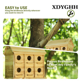 XDYGHH Bird House garden setup mounts on trees, fences, or walls.