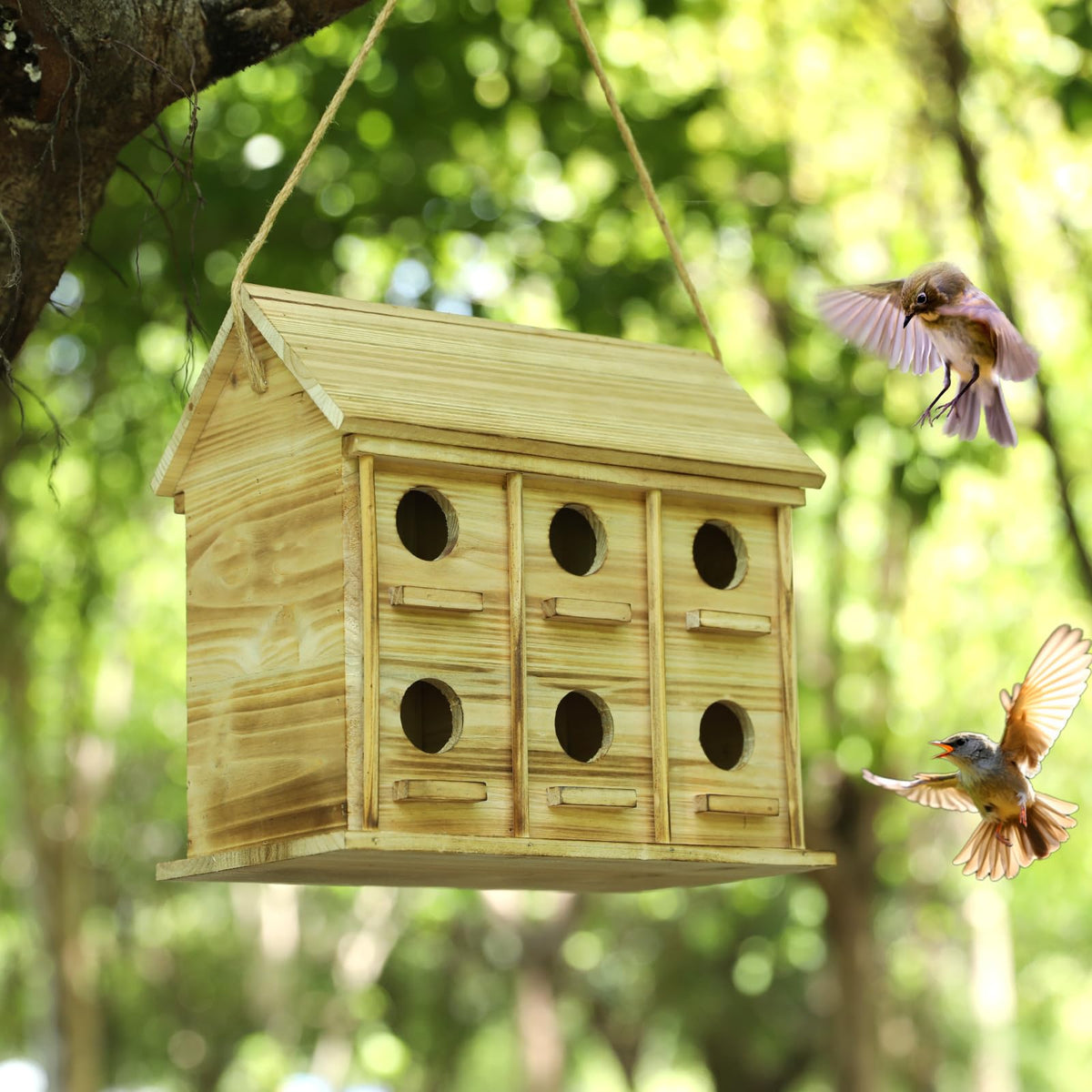 XDYGHH 12-hole nesting box attracts wrens, finches and bluebirds.