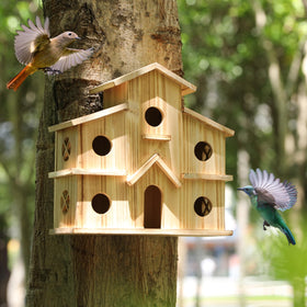 XDYGHH birdhouse six-hole outdoor hanging for small yard birds.