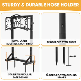 Xeapoms hose holder featuring tool hooks keeps garden tools neatly organized.