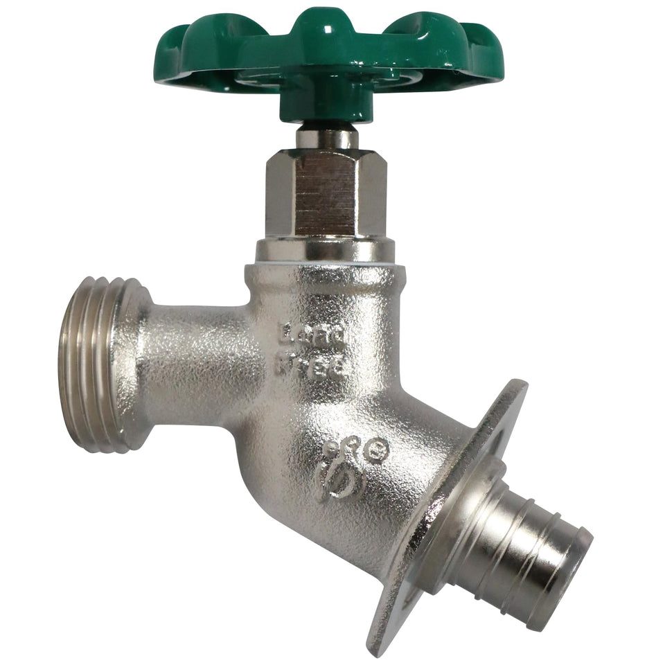 XFITTING PEX sillcock with crimp connection for a secure outdoor water line.